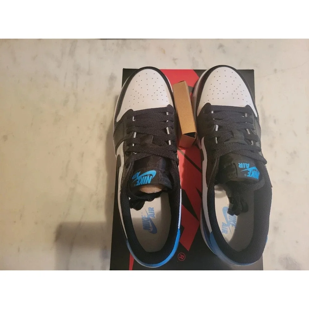 Nike Air Jordan 1 Retro Low OG‎ GS Black Dark Powder Blue UNC CZ0858-104 Size 7y